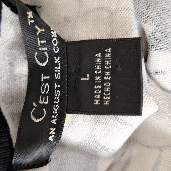 August Silk C'est City Silk Blend Black Cream Preppy Velvet Trim Cardigan Size L - Picture 12 of 14